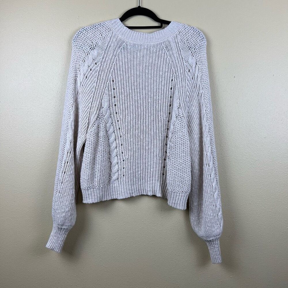 American Eagle Sweater Pullover Cable Knit Cream Size M - Picture 2 of 5